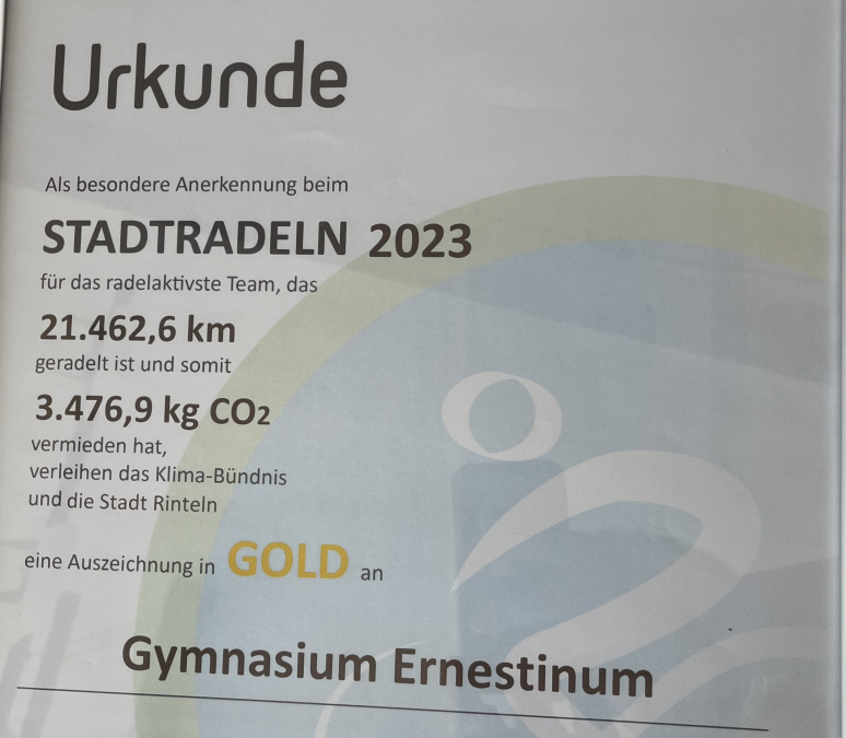 über 21.000km – Ernestinum ist Rintelns radaktivstes Team beim Stadtradeln 2023